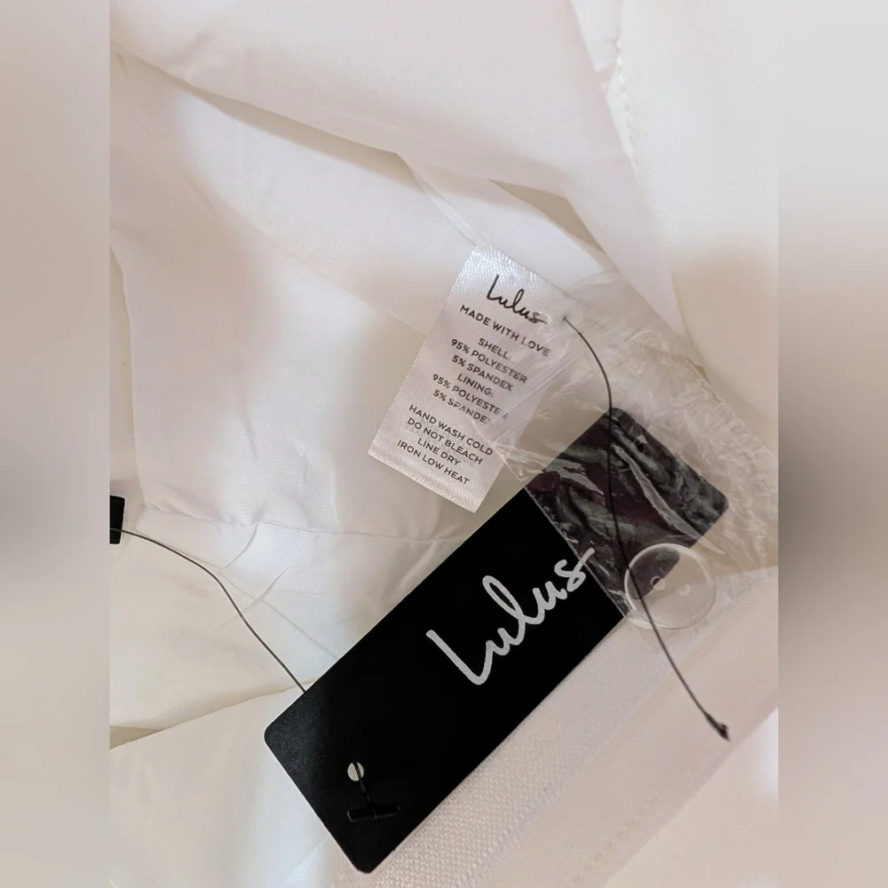 Lulus White High Waist Straight Leg Trousers Size L - Picture 7 of 7